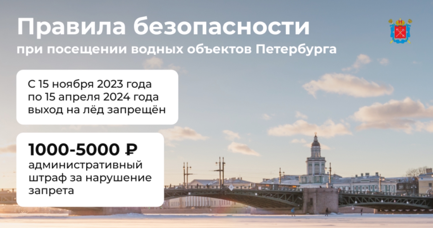 С 15 ноября 2023 по 15 апреля 2024 выход на лёд в Петербурге запрещён -  ГБОУ гимназия № 402 Санкт-Петербурга